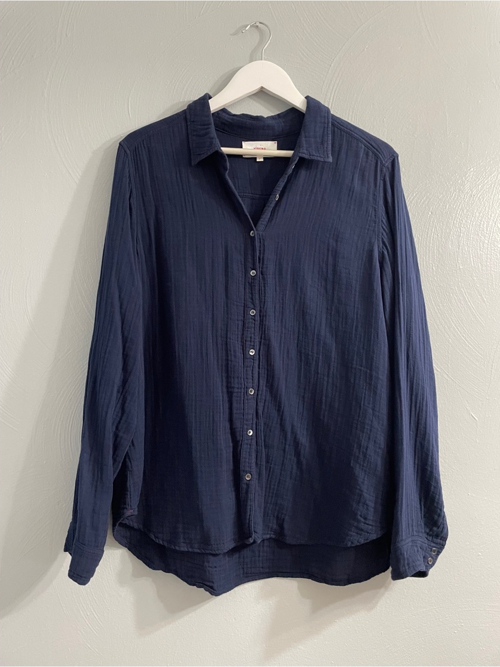 Xirena navy gauze cotton Button-down Long Sleeve Shirt top - Picture 2 of 10